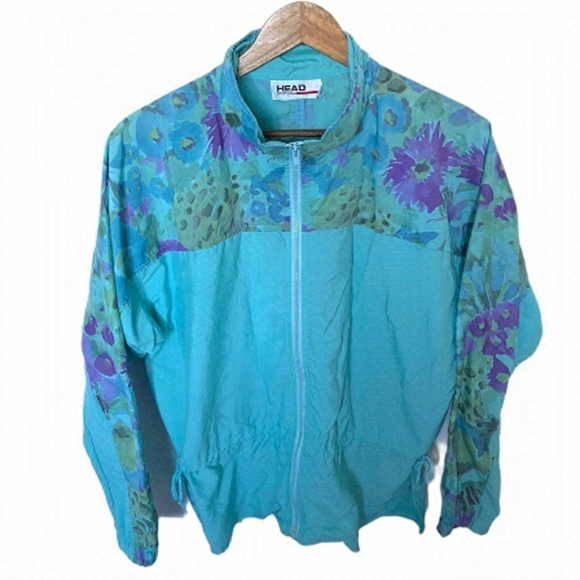 Vintage Jackets & Blazers - Vintage 80s track jacket green floral women’s